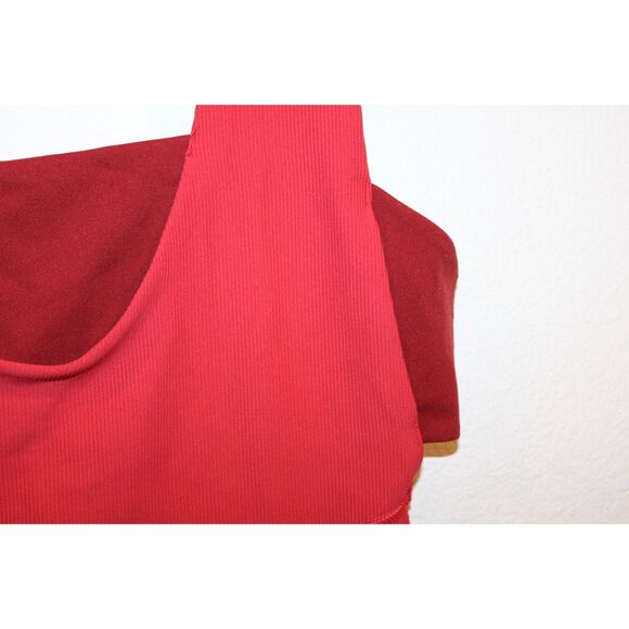 Free People Movement red burgundy cropped workout jumpsuit xlarge - Picture 11 of 11